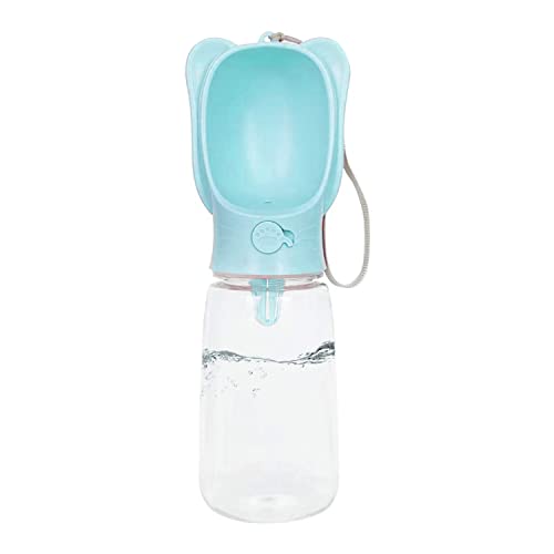 Emily Pets Dog Water Bottle Portable Plastic Pet Water Bottle Leak Proof Dog Cat Water Dispenser Lightweight Dog Travel Water Bottle Bowl for Walking, Travel, BPA Free Food Grade(Sky Blue,L-550ml)