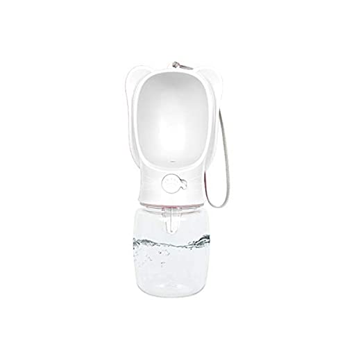 Emily Pets Dog Water Bottle Portable Plastic Pet Water Bottle Leak Proof Dog Cat Water Dispenser Lightweight Dog Travel Water Bottle Bowl for Walking, Hiking, Travel BPA Free Food Grade(White,S-350ml)
