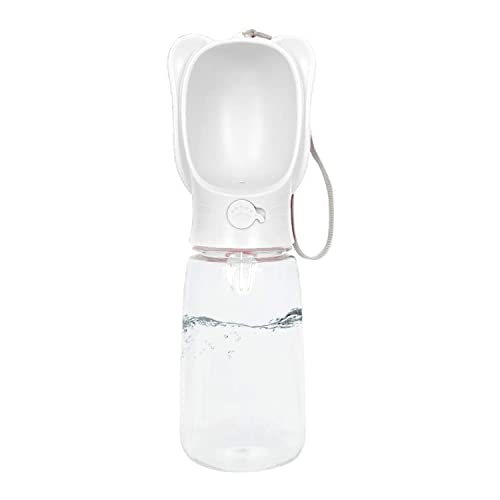 Emily Pets Dog Water Bottle Portable Plastic Pet Water Bottle Leak Proof Dog Cat Water Dispenser Lightweight Dog Travel Water Bottle Bowl, BPA Free Food Grade(White,L-550ml)