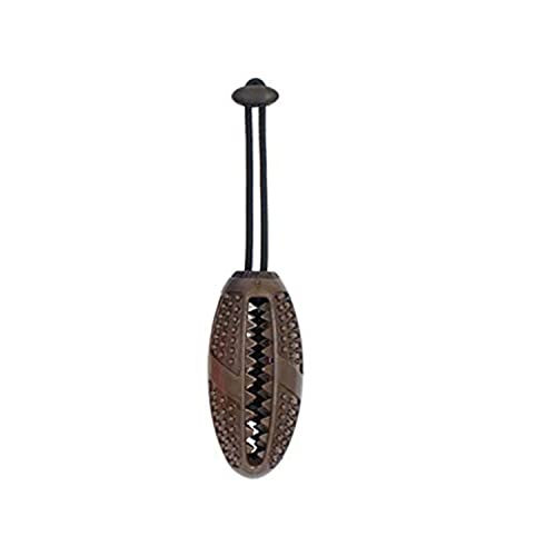 emily pets Rubber Feeder Dog Toys Chewable Light Rugby Ball Design, Natural Rubber Toy, Playing Toys for Dogs, Puppies and Cats (Brown)