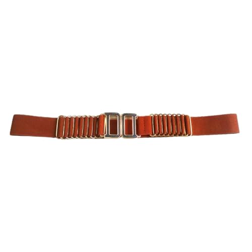 F Dream Women’s Wide Elastic Stretch Waist Belts for Women Cinch Belt for Dresses D Rings Buckle (Brown)