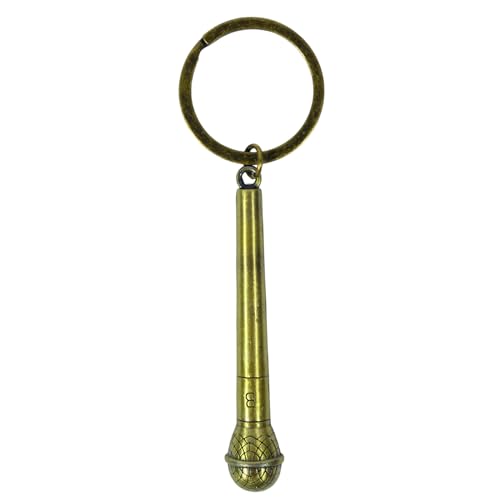 Lulala Metal Alloy Music Microphone Voice Charm Pendant Purse Bag Key Ring Keychain Gift(Microphone)