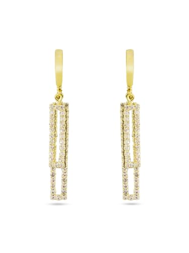 F DREAM Shiny rectangular earrings ear buckle female luxury temperament high sense Joker Western style slim earrings.