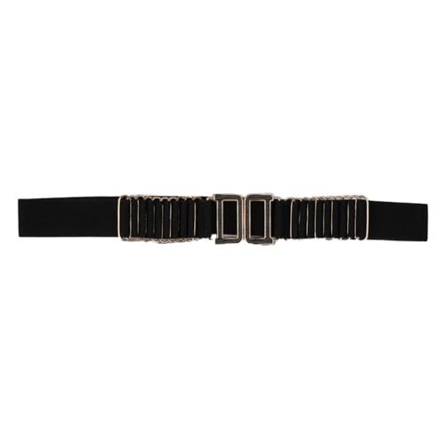 F Dream Women’s Wide Elastic Stretch Waist Belts for Women Cinch Belt for Dresses D Rings Buckle (Black)