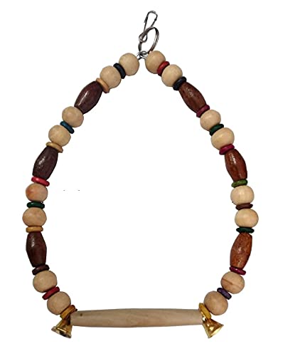 Emily Pets ird Swing Toys, Chew Toys with Hanging Cage Toys for Small Parakeets, Cockatiels, Conures, Finches, Budgie, Macaws, Parrots, Love Birds(Brown)