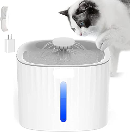 Emily Pets 84oz/2.5L Water Dispenser Fountain Water Bowl with Replacement Filters for Cats & Dogs
