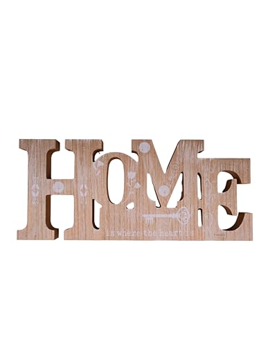 F DREAM Wood Home Sign Decorative Cutout Word Sign Wall Decor, Multicolor Wooden Home Word Sign Freestanding White Letters Wall Mounted Decorative Sign
