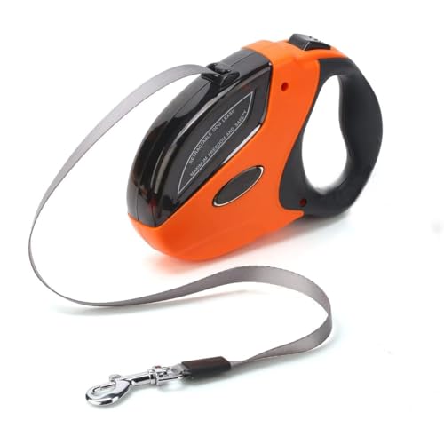 Emily Pets Retractable Dog Leash, Big Dog Collar Automatic Retractable Dog Leash Firm Puppy Traction Chain, Dog Collar (Orange)