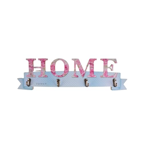 F DREAM Home Design Wooden Wall Hanging Key Holder With 4 Hooks, Home Decorative Items, Key Stand