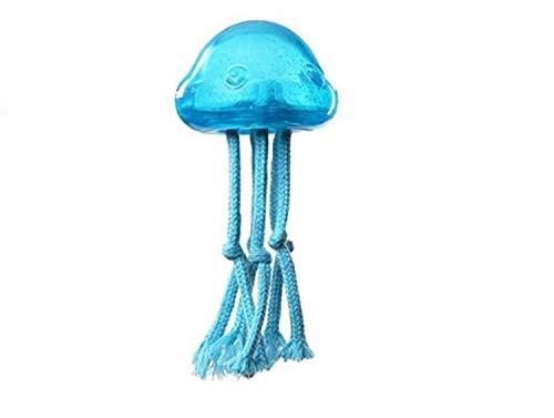 emily pets Chew and Floss Jelly-Fish with Rope for Puppy & Small Dog