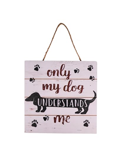 F Dream Only my dog Understands Me Sign Wall Decor Funny Wooden Home Decor for Dog Pet Lovers, Hanging Wall Decorative Sign, 7.87 Inches by 7.87 Inches