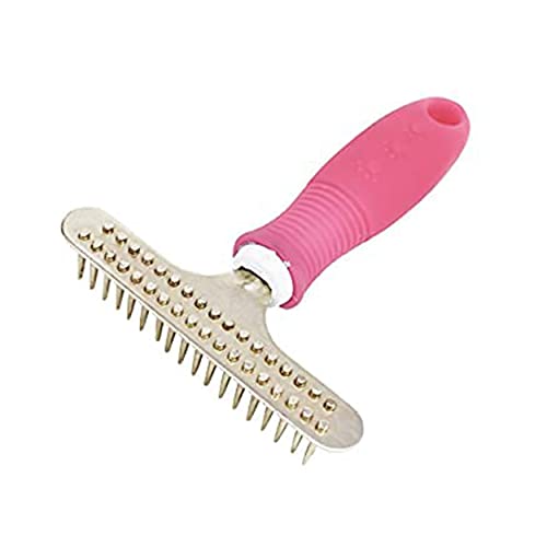 Emily Pets Rake Clean Hair Comb, Rake Comb Grooming Shedding Tool Brush for Long & Medium Hair For Dog And Cat Pink