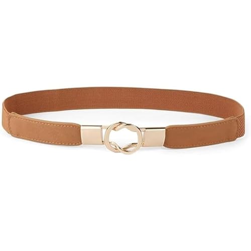 F Dream Women Skinny Belt for Dresses Retro Stretch Ladies Waist Belt Plus Size (Brown)