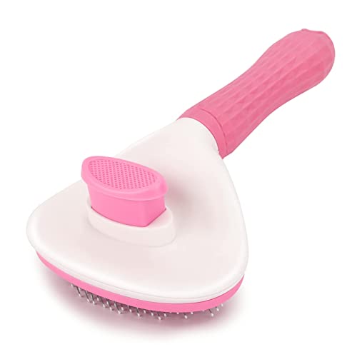 Emily Pets Grooming Brush for Dogs/Cats Cleaning Slicker Brushes Shedding Removes Tools Mats Tangled Hair Slicker Brush for Pet Massage-Self Cleaning(Pink)