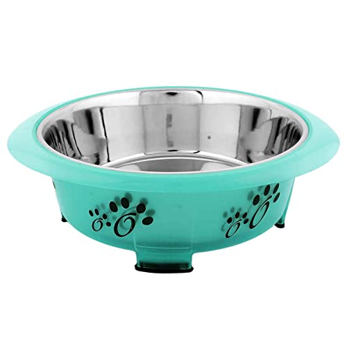 Emily Pets Designer Oval Fusion Pet Feeder Bowls with Non-Skid Bottom (Green, Large)