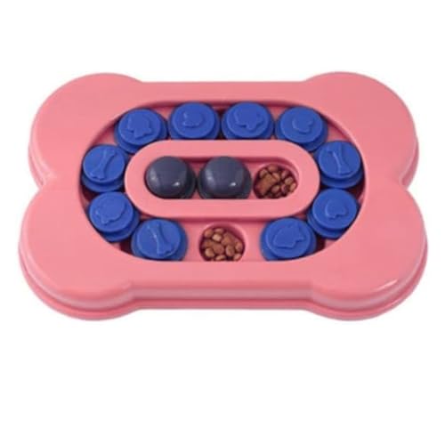 Emily Pets Dog Slow Feeder Bowl, Puzzle Toy for Dispensing Treats, Pet Play Toys Game for Training IQ and Feed, Interactive Food Bowls Dispenser for Small, Medium, Large - Dogs, Cats & Puppies - Pink