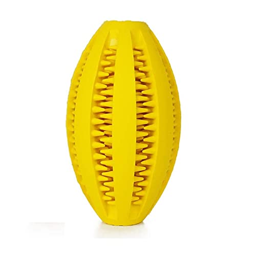 emily pets Dog Toy Ball Nontoxic Rubber Ball Treat Feeder Ball Dog Interactive Ball for Dog Teeth Cleaning and IQ Training Ideal for Small & Medium Dogs Yellow(9 CM)