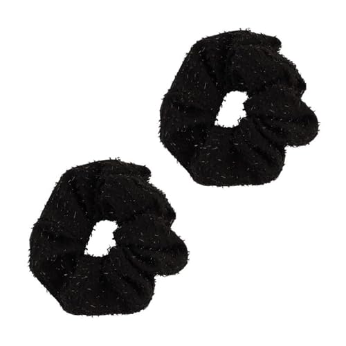 F DREAM Women's Fabric Scrunchie, Wide Scrunchies, Fashion Hair Accessories,Hair Ties, Hair Band, Ponytail Holder,Rope Ring, Hair Scrunchies Rubber Bands for Women/girls (Pack2-Black)
