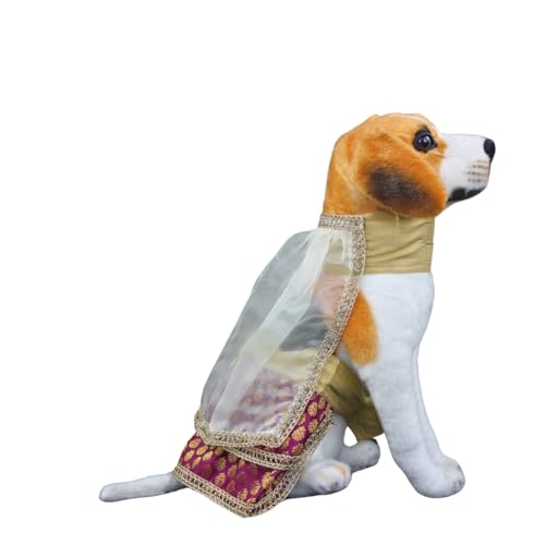 Lulala Ethnic Dog Lehenga Choli with Dupatta Traditional Indian Outfit for Pets Costume Dress for Female Dog and Puppies (Maroon-20 Inch)