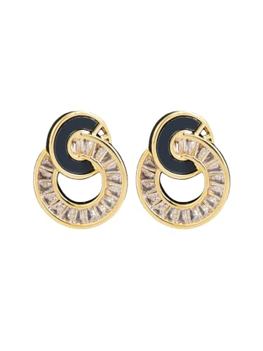 F DREAM Round Earrings Crystal Circle Dangle Earrings Gold Cz Double Circle Earrings Large Open Circle Drop Earrings Jewelry for Women and Girls