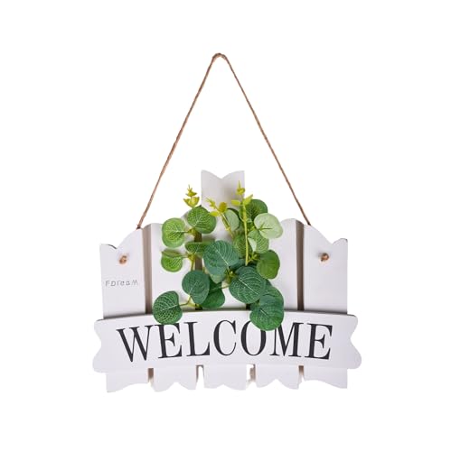 F DREAM Welcome Sign for Front Door, Rustic Wall Decor, Hanging Wooden Board with Rope, Gift, Suitable for Patio, Yard, Garden, Hotel, Porch, Bar