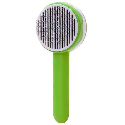Cature Care by Nature Cat Grooming Brushes for Domestic Cats with Release Button, 140 Degree Bent, Self-Cleaning Cat Brush for Long or Short-Haired Cats, for Kittens, Rabbits and Dogs (Green)