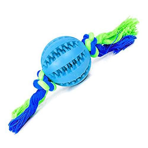 emily pets Dog Chew Ball Interactive Toys Cleans Teeth Training Balls Cotton Puzzles Rope for Small Medium Dogs Treats Aggressive chewers bits Feeder Dispensing (Size: Small, Color:Blue)