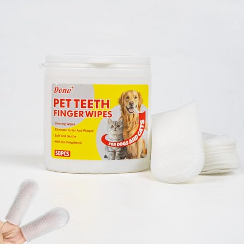 Emily Pets Dental Care Finger Wipes for Dogs – Dental Cleaning Finger Wipes for Dogs and Cats – Tooth Brushing Kit and Dental Wipes for Dogs – Reduces Plaque and Freshens Breath (50 Pieces)