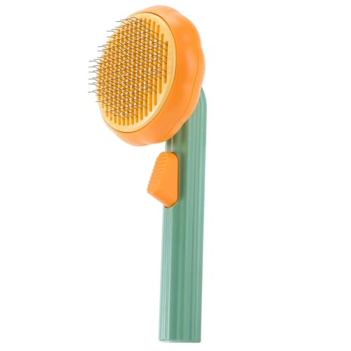 Emily Pets Pumpkin Dog Brush for Shedding, Cute Pumpkin Shape Pet Self Cleaning Cat Brush with Release Button, Deep Cleaning Dog Grooming Supplies for Long or Short Haired Cats Dogs Puppy (Orange)
