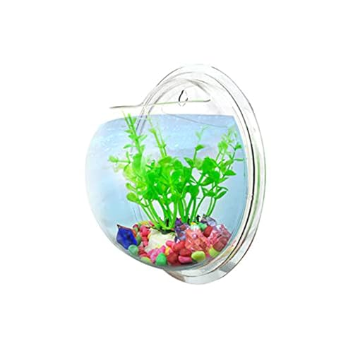 Emily Pets Emily Pets Mirror Background Acrylic Wall Aquarium with Stone and Fish Net for Fish and Plant Fish Bowl Medium