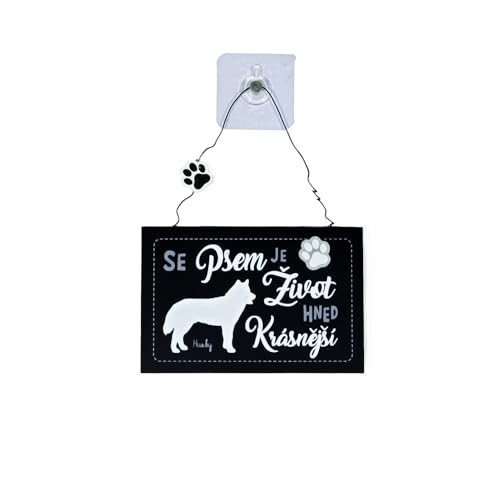 F Dream Decorative Wall Hanging Wooden Husky Printed Wooden Home Decor for Dog Pet Lovers, Hanging Decorative Wall Sign, 6.29 Inch by 4.13 Inches