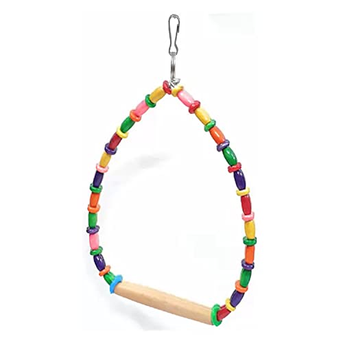 WildBird Care Bird Swing Toy Budgie with Colorful Wooden Beads and Wooden Pet Bird Cage Hammock Hanging Perch for Lovebirds Parakeet Cage Decorative Accessories for Parakeets (Pack of 1)