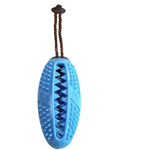 emily pets Rubber Feeder Dog Toys Chewable Light Rugby Ball Design, Natural Rubber Toy, Playing Toys for Dogs, Puppies, and Cats (Blue)
