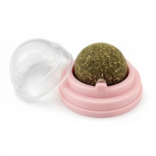 Cature Catnip Ball for Cats, Rotating Cat Mint Lick Ball Toy with Self-Adhesive Holder, Natural Catnip Treat for Indoor Cats & Kittens