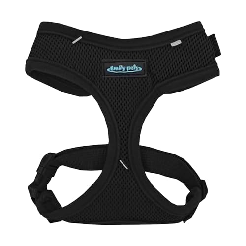 Emily Pets Dog Harness - All Weather Mesh, Step in Adjustable Black Harness for Small and Medium Dogs
