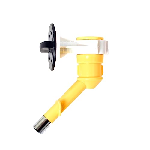 Cature Care by Nature Dog Water Nozzle Drinker Head Pet Dispenser Water Bottle Double-Head Single Automatic Feeder Nozzle Plastic Steel Ball Hanger for Dogs Cats (Yellow)