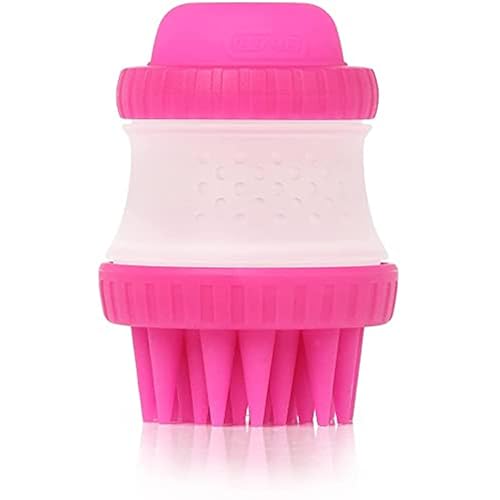 Emily Pets Popware Silicone Washing Scrub Buster/Brush for Dog with Built-in Shampoo Reservoir (Pink)