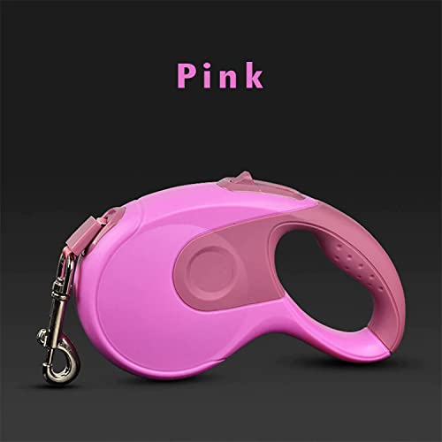 Emily Pets Retractable Dog,Puppy,Pet 3m Leash,Pet Automatic Flexible Walking Traction Rope Leash with Anti-Slip Handle,Strong Nylon Tape,Tangle-Free,One-Handed One Button Lock & Release(Pink)