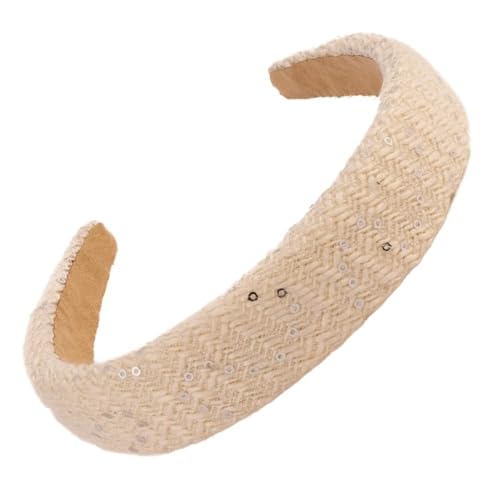 F DREAM 1pc Women's Sweet And Elegant Glitter Hair Hoop, Retro French Style Hair Clip, Popular Outing Hair Accessories For Autumn And Winter (HB-White)
