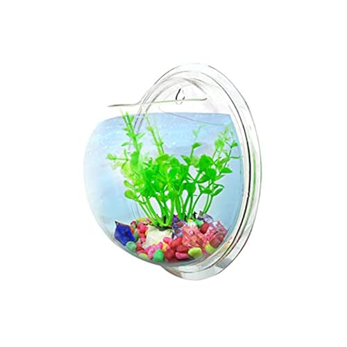 Emily Pets Emily Pets Mirror Background Acrylic Wall Fish Bowl Aquarium with Stone and Fish Net for Fish and Plant Medium