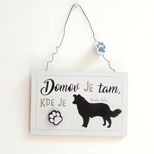 F Dream Decorative Wall Hanging Wooden Border Collie Printed Wooden Home Decor for Dog Pet Lovers, Hanging Decorative Wall Sign, 6.29 Inch by 4.13 Inches