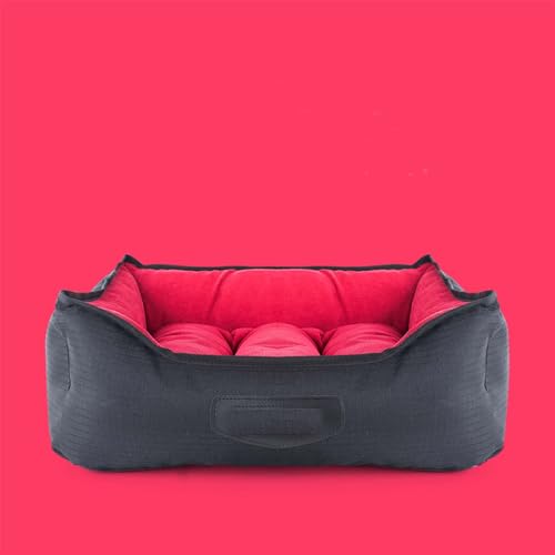 emily pets Dog Bed for Large Dogs and Cats, Wide Sided Washable Bed, Durable Pet Cuddle Bed, Warm Soft Cool Puppy Bed for Sleeping, Non-Slip Bottom (Red, Large)