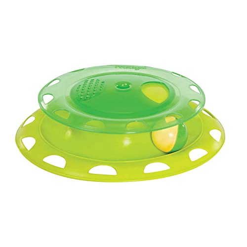 SRIPET Catnip Chase Track Interactive Cat Toy with Rotating Ball Toy Amusement Disc for Cats & Kitten (Green)