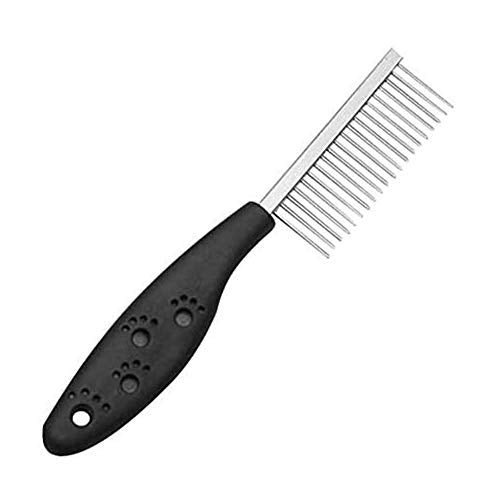 Emily Pets Single Side Stainless Steel Pin Dog Grooming Brush with Soft Grip Plastic Handle For Removing Matted Fur, Knots & Tangles, Shedding Comb-Medium (Black)