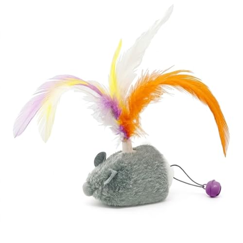 Cature Interactive Automatic Cat Toy Mouse with Feather & Bell – Smart Self-Moving Cat Exercise Toy, Irregular Running Electronic Toy for Indoor Cats & Kittens
