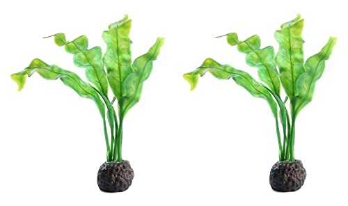 emily pets Green Small Fish Aquarium Decorative Artificial Plastic Plant for Fish Tank/Aquarium (Height: 7 Inch) (Set of 2)