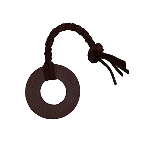 emily pets Leather Tug Dog Toy - Ring (Brown)