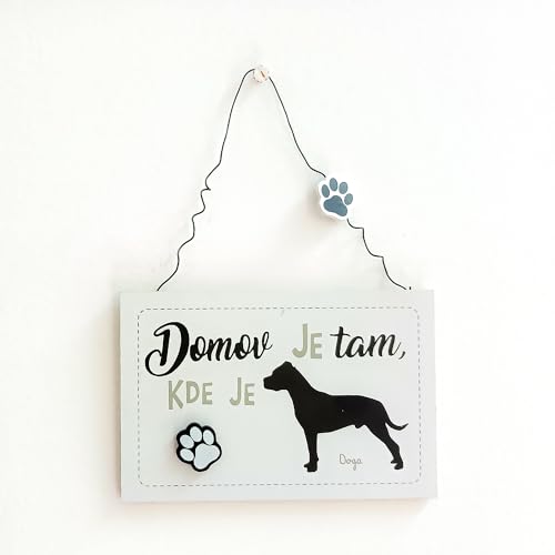 F Dream Decorative Wall Hanging Wooden Doga Dog Printed Wooden Home Decor for Dog Pet Lovers, Hanging Decorative Wall Sign, 6.29 Inch by 4.13 Inches