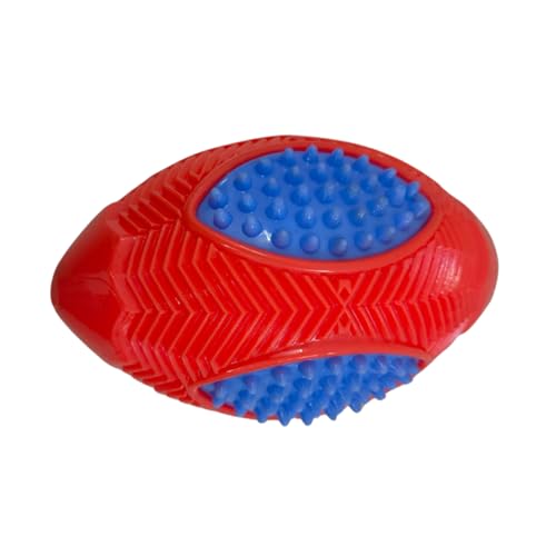 emily pets Interactive Squeaky Dog Toy | Durable Rubber Football with Spiked Texture | Chew, Fetch & Dental Play Toy for Dogs (Color May Vary)