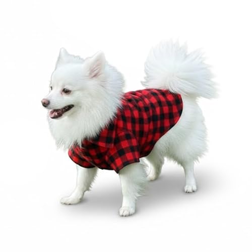 Lulala Dog Winter Shirt for Small & Medium Dogs | Checkered Warm Cotton Coat with Stylish Collar | Soft Comfortable Puppy Outfit for Winter